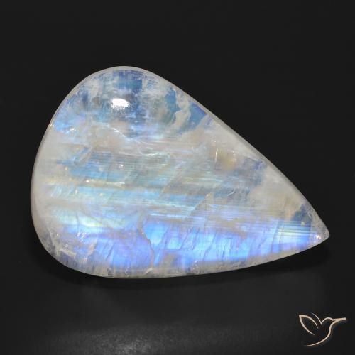 25.41ct طبيعي أبيض مزرق قوس قزح حجر القمر, شكل الكمثرى, نصف شفاف