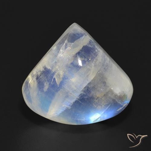 13.73ct طبيعي أبيض مزرق قوس قزح حجر القمر, شكل الكمثرى, نصف شفاف