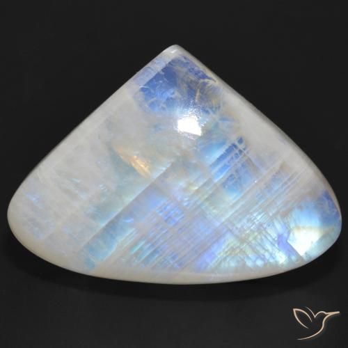 36.47ct طبيعي أبيض مزرق قوس قزح حجر القمر, شكل الكمثرى, نصف شفاف