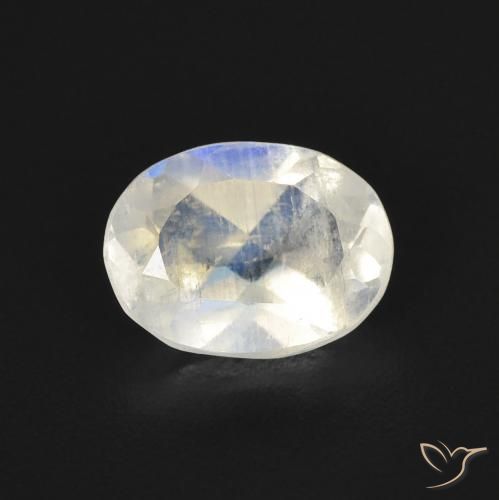1.13ct طبيعي أبيض مزرق قوس قزح حجر القمر, بيضوي, شفاف