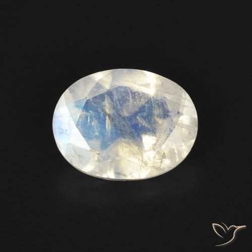 1.45ct طبيعي أبيض مزرق قوس قزح حجر القمر, بيضوي, شفاف