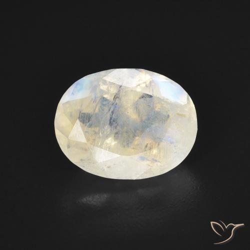 1.75ct طبيعي أبيض مزرق قوس قزح حجر القمر, بيضوي, شفاف