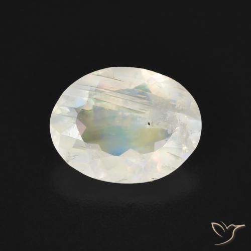 1.49ct طبيعي أبيض مزرق قوس قزح حجر القمر, بيضوي, شفاف