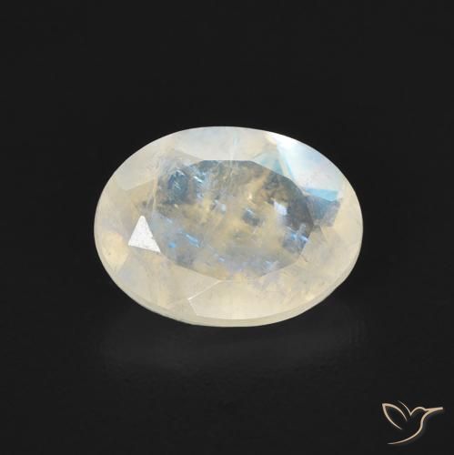 1.16ct طبيعي أبيض مزرق قوس قزح حجر القمر, بيضوي, شفاف
