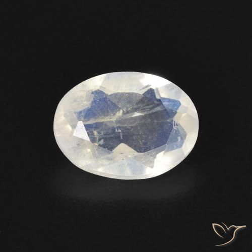 1.15ct طبيعي أبيض مزرق قوس قزح حجر القمر, بيضوي, شفاف