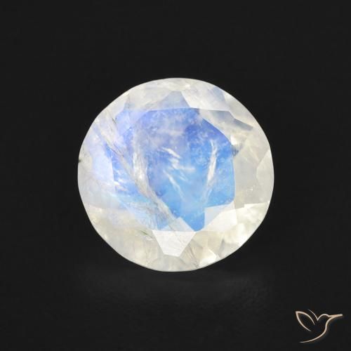 1.47ct طبيعي أبيض مزرق قوس قزح حجر القمر, دائري, شفاف