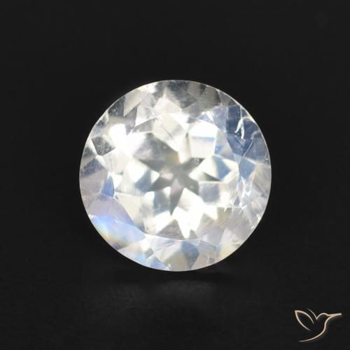 0.84ct طبيعي أبيض مزرق قوس قزح حجر القمر, دائري, شفاف