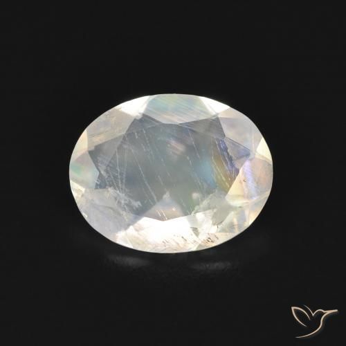 1.27ct طبيعي أبيض مزرق قوس قزح حجر القمر, بيضوي, شفاف