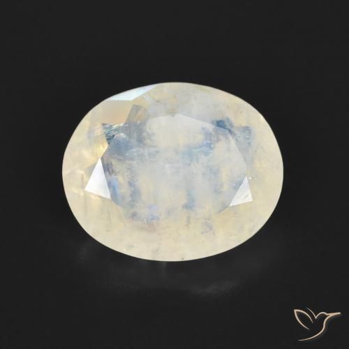 2.69ct طبيعي أبيض مزرق قوس قزح حجر القمر, بيضوي, شفاف