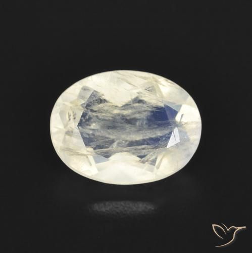 1.15ct طبيعي أبيض مزرق قوس قزح حجر القمر, بيضوي, شفاف