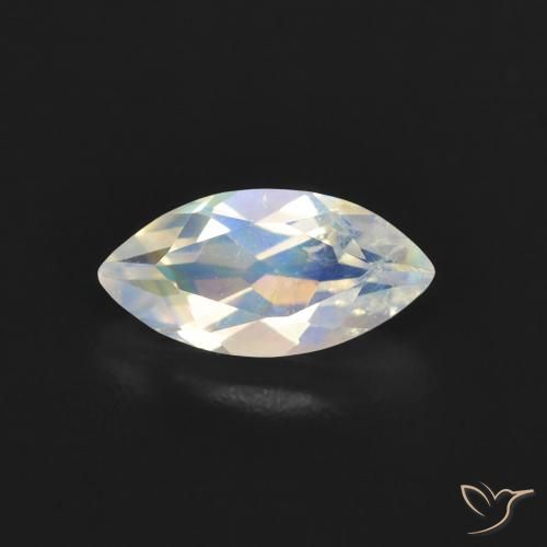 0.52ct طبيعي أبيض مزرق قوس قزح حجر القمر, ماركيز, شفاف