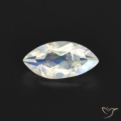 0.51ct طبيعي أبيض مزرق قوس قزح حجر القمر, ماركيز, شفاف