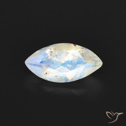 0.55ct طبيعي أبيض مزرق قوس قزح حجر القمر, ماركيز, شفاف