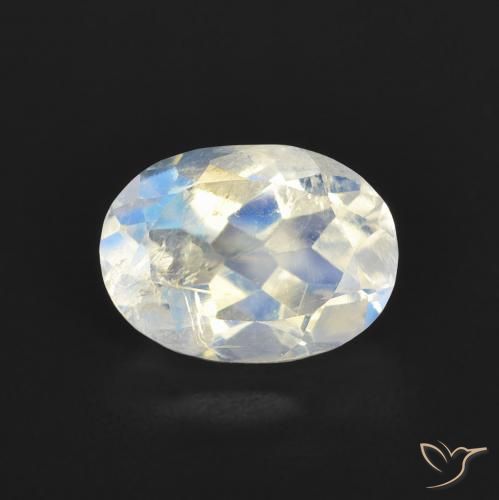 1.22ct طبيعي أبيض مزرق قوس قزح حجر القمر, بيضوي, شفاف