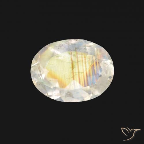 1.19ct طبيعي أبيض مزرق قوس قزح حجر القمر, بيضوي, شفاف