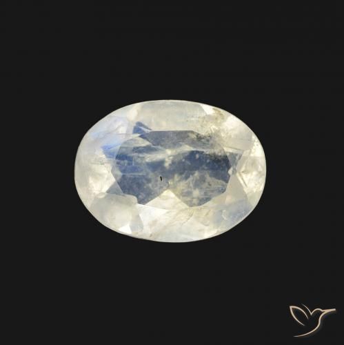 1.04ct طبيعي أبيض مزرق قوس قزح حجر القمر, بيضوي, شفاف