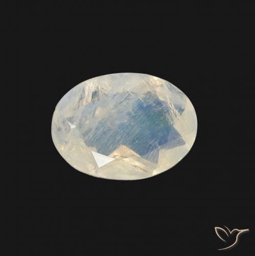 1.01ct طبيعي أبيض مزرق قوس قزح حجر القمر, بيضوي, شفاف