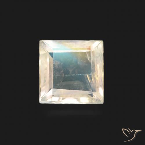 0.50ct طبيعي أبيض مزرق قوس قزح حجر القمر, مربع, شفاف