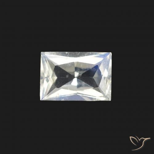 0.47ct طبيعي أبيض مزرق قوس قزح حجر القمر, باجيت, شفاف