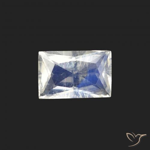 0.50ct طبيعي أبيض مزرق قوس قزح حجر القمر, باجيت, شفاف