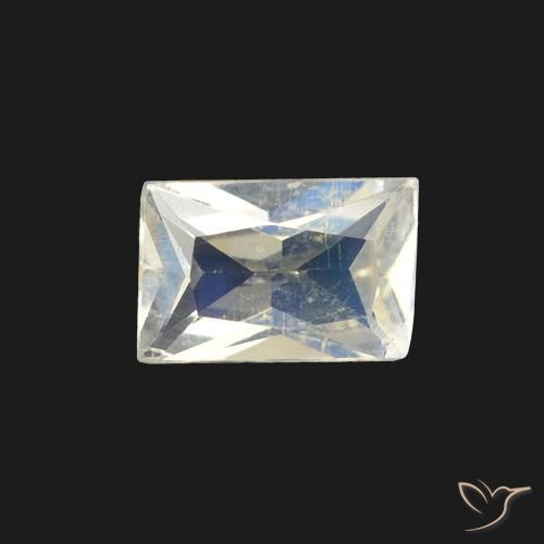 0.39ct طبيعي أبيض مزرق قوس قزح حجر القمر, باجيت, شفاف