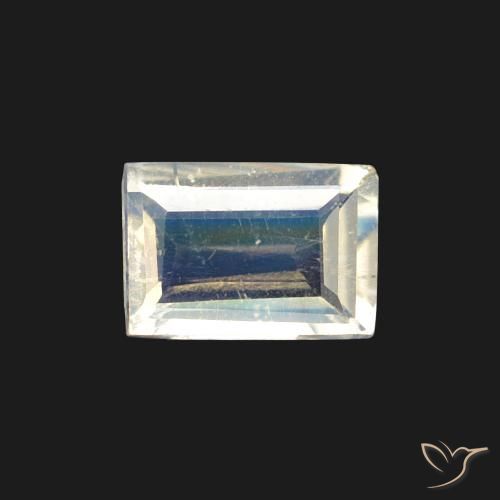 0.40ct طبيعي أبيض مزرق قوس قزح حجر القمر, باجيت, شفاف