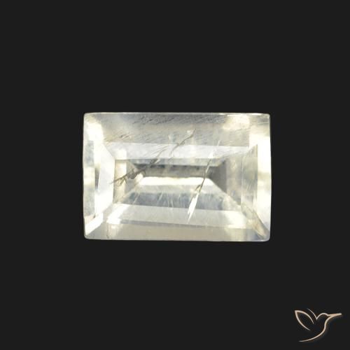 0.59ct طبيعي أبيض مزرق قوس قزح حجر القمر, باجيت, شفاف