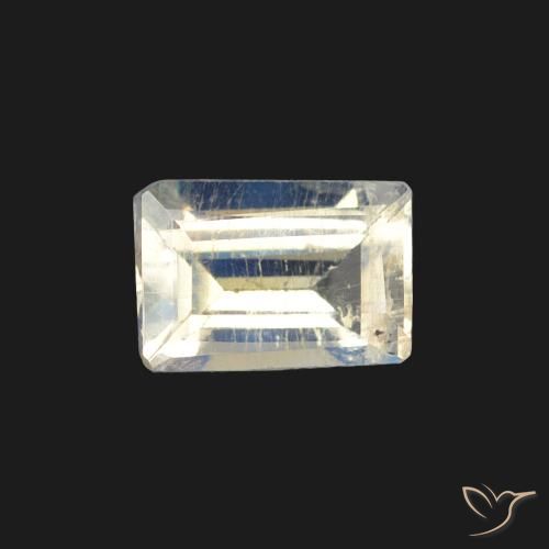 0.45ct طبيعي أبيض مزرق قوس قزح حجر القمر, باجيت, شفاف