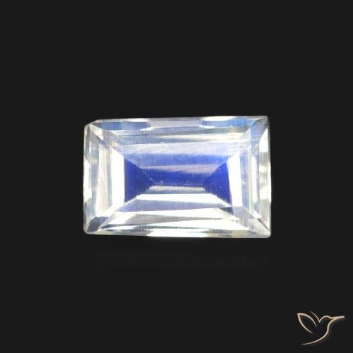 0.47ct طبيعي أبيض مزرق قوس قزح حجر القمر, باجيت, شفاف