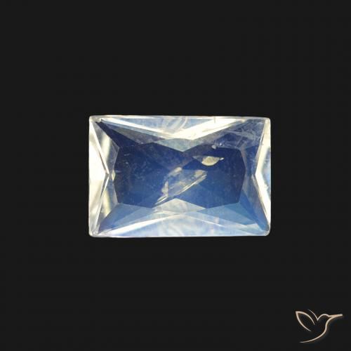 0.45ct طبيعي أبيض مزرق قوس قزح حجر القمر, باجيت, شفاف