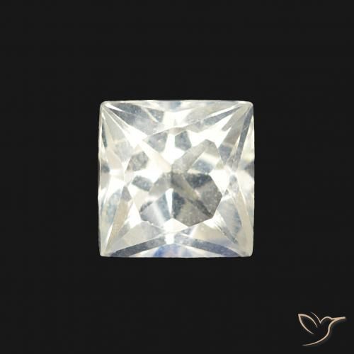 0.36ct طبيعي أبيض مزرق قوس قزح حجر القمر, مربع, شفاف