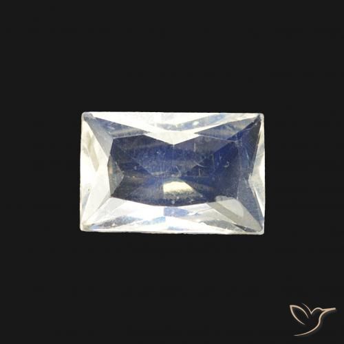 0.43ct طبيعي أبيض مزرق قوس قزح حجر القمر, باجيت, شفاف
