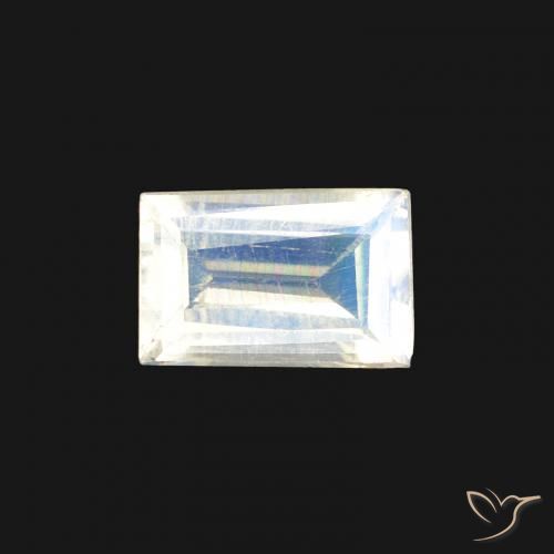 0.41ct طبيعي أبيض مزرق قوس قزح حجر القمر, باجيت, شفاف