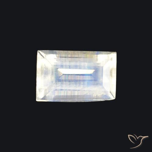 0.54ct طبيعي أبيض مزرق قوس قزح حجر القمر, باجيت, شفاف