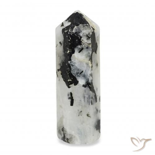 27.92ct طبيعي أبيض مع أسود قوس قزح حجر القمر, فانسى, غير شفاف