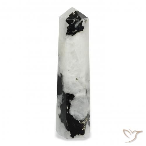 33.97ct طبيعي أبيض مع أسود قوس قزح حجر القمر, فانسى, غير شفاف