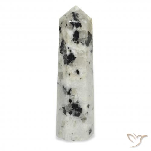 37.89ct طبيعي أبيض مع أسود قوس قزح حجر القمر, فانسى, غير شفاف