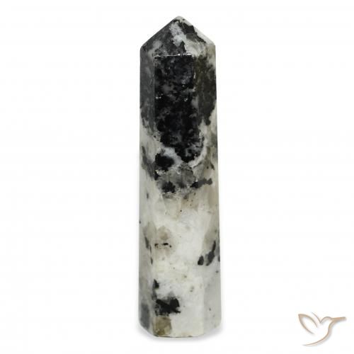 38.85ct طبيعي أبيض مع أسود قوس قزح حجر القمر, فانسى, غير شفاف