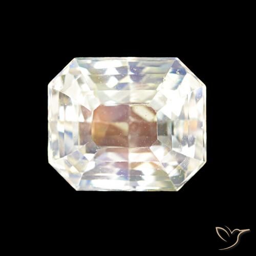 2.55ct طبيعي أبيض متعدد الألوان قوس قزح حجر القمر, قص الزمرد, VVS