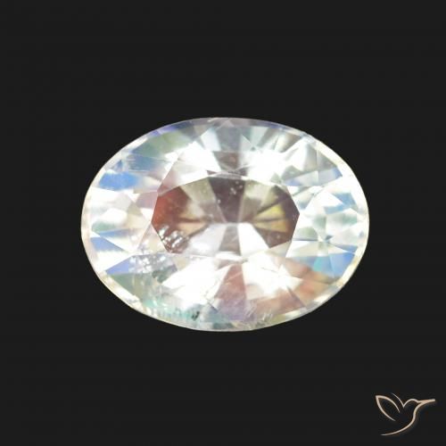 1.64ct أبيض متعدد الألوان قوس قزح حجر القمر, بيضوي, قليلا جدا