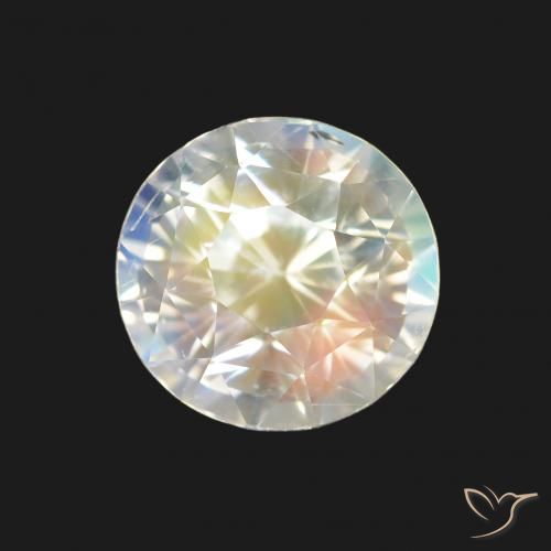 1.59ct أبيض متعدد الألوان قوس قزح حجر القمر, دائري, VVS-VS