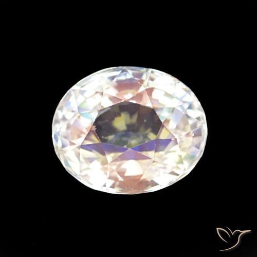 2.00ct أبيض متعدد الألوان قوس قزح حجر القمر, بيضوي, قليلا جدا