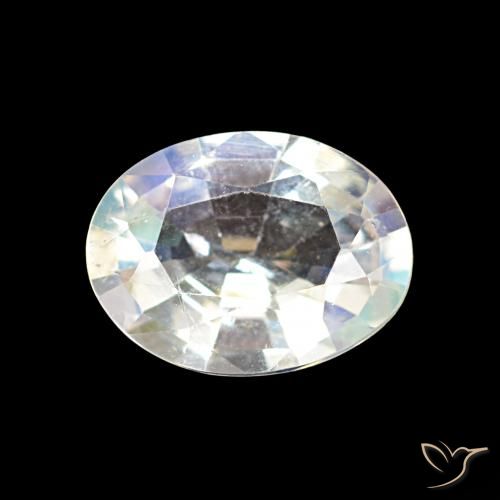 1.18ct أبيض متعدد الألوان قوس قزح حجر القمر, بيضوي, قليلا جدا