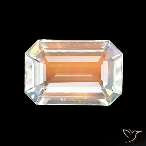 2.62ct أبيض متعدد الألوان قوس قزح حجر القمر, قص الزمرد, VVS