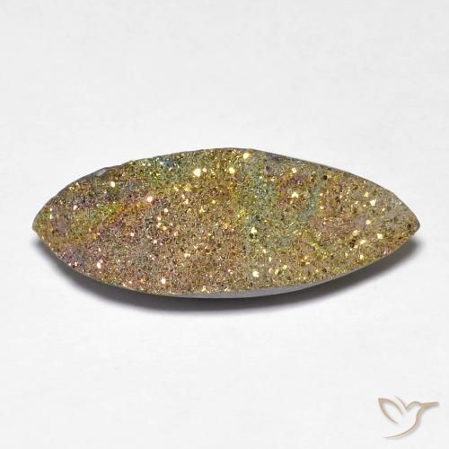 7.90ct طبيعي متعدد الألوان قوس قزح بيريت, ماركيز, غير شفاف
