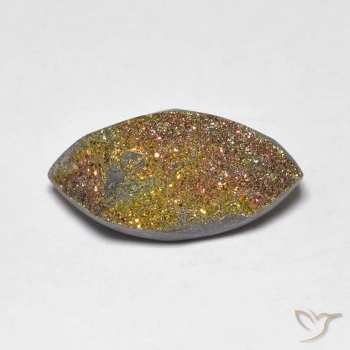 4.38ct طبيعي متعدد الألوان قوس قزح بيريت, ماركيز, غير شفاف