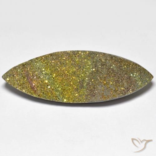 25.96ct طبيعي متعدد الألوان قوس قزح بيريت, ماركيز, غير شفاف