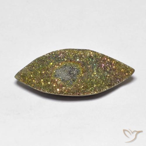 5.48ct طبيعي متعدد الألوان قوس قزح بيريت, ماركيز, غير شفاف