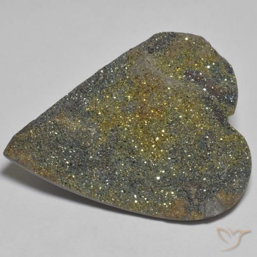 37.39ct طبيعي متعدد الألوان قوس قزح بيريت, قلب, غير شفاف