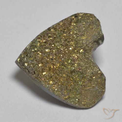 12.01ct طبيعي متعدد الألوان قوس قزح بيريت, قلب, غير شفاف